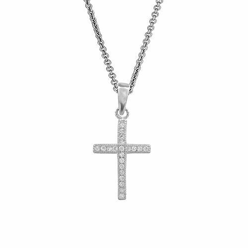 Collar cruz plata esterlina circonita cúbica 20 pulgadas (usado) - Imagen 1 de 2