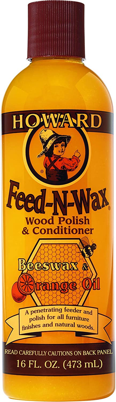 Howard Products FW0016 Wood Polish & Conditioner, 16 Oz, Orange, 16 Fl Oz