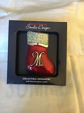 REGENT SQUARE STUDIO DESIGN M INITIAL ENAMEL SMOOTH CHRISTMAS HOLIDAY ORNAMENT