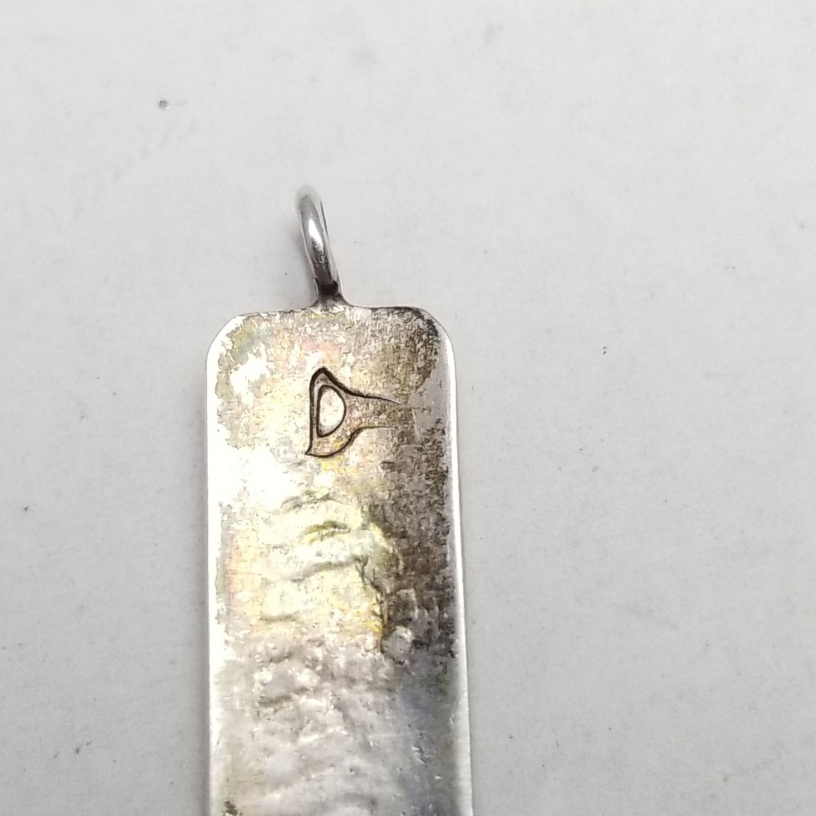 Vintage Wave Scroll Shape Rectangle Pendant, Silv… - image 5