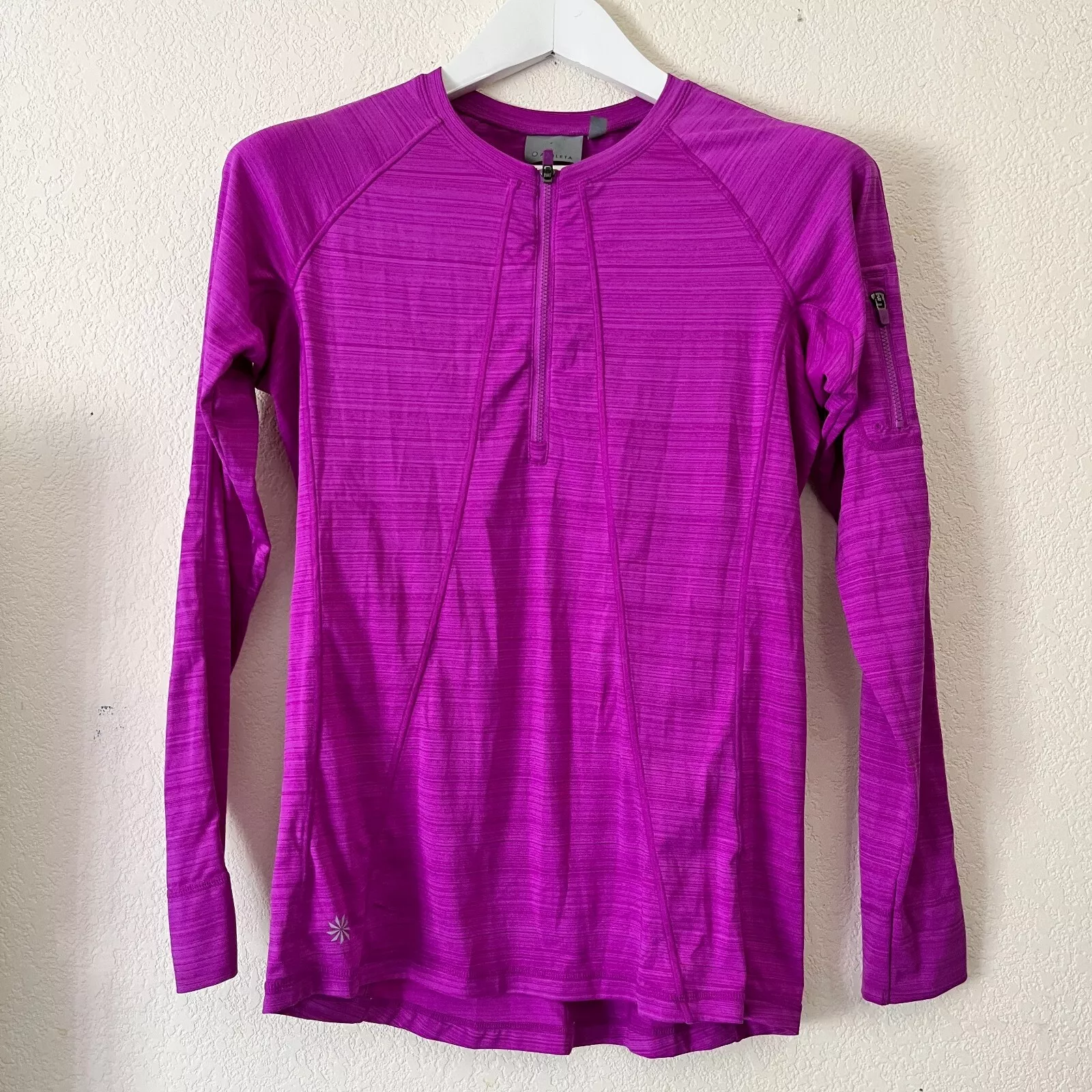 athleta pacifica upf 50 1/2 zip long sleeve pullover workout shirt