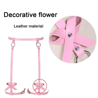 pink Body Harness Punk Cage Adjustable strap riveted cute bow leather garter  | eBay