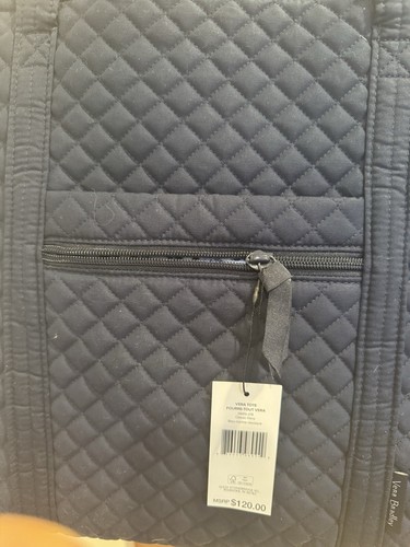 Vera Bradley Women's Cotton Vera Tote Bag True Classic Navy NWT - Picture 3 of 6