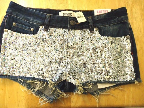 Secret PINK bling rainbow sequin Cut 