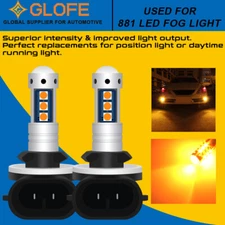 2x AMBER 3000K Yellow 881 889 886 LED High Power Fog Driving Light Bulbs DRL