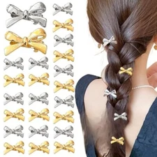 24 Pcs Mini Metal Bow Hair Clips Small Bow Duck Bill Hair Clips Cute Tiny Bow 