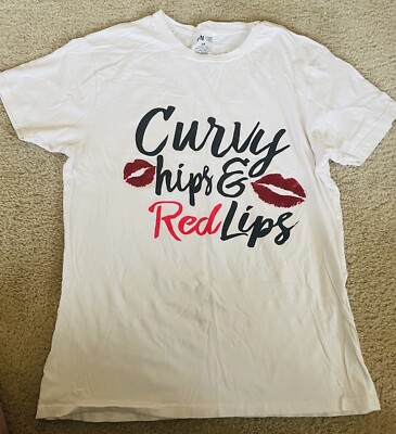 Women's On Fire Short Sleeve White Curvy Hips Red Lips T Shirt Sz 3X
