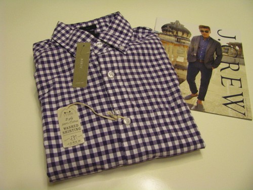 Neu mit Etikett J. Crew SECRET WASH HEMD FÜR HERREN IN MEDIUM GINGHAM kräftiges Lila GR. XSmall - Bild 2 von 11