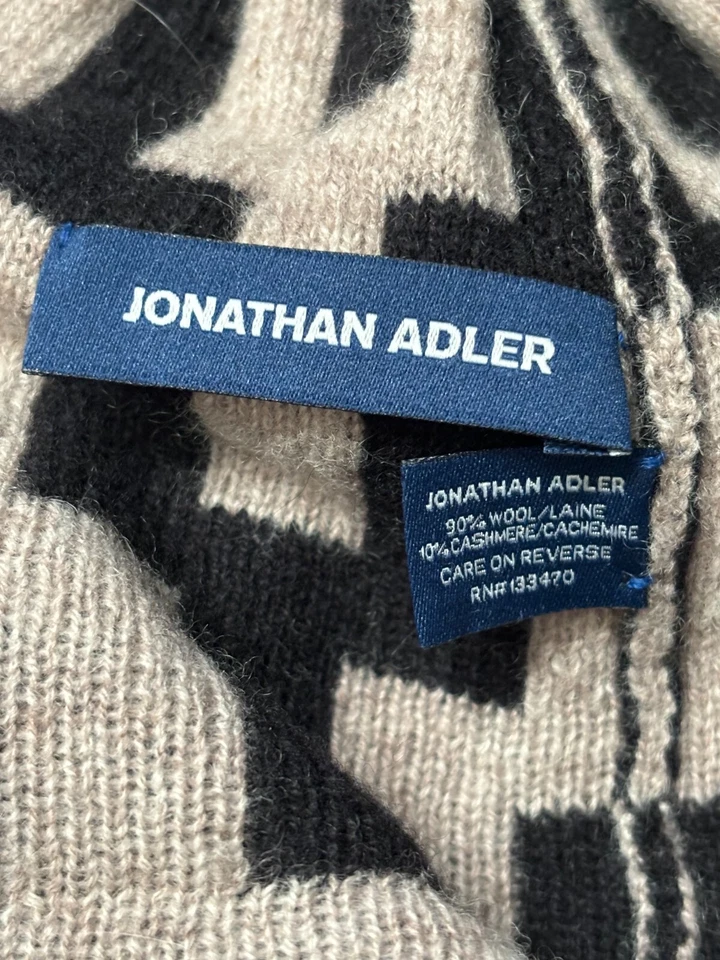 Jonathan Adler Gris Invierno Lana/Cachemira Tejido Geométrico Gorro Talla Única Foto 4 de 4