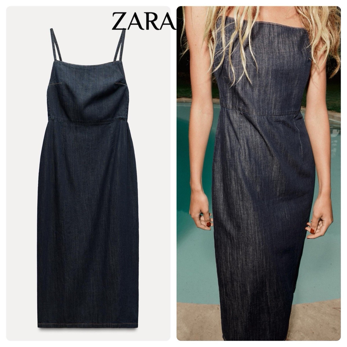 ZARA WOMEN - TRF DENIM MIDI DRESS | eBay