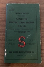 VTG Original Singer Electric Sewing Machine 66-16 Instruction Manual Book 1951