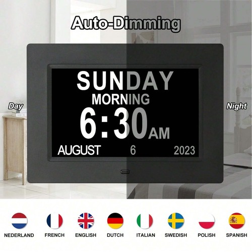 XYG3-7 Inch Clock With Day And Date For Elderly Large Display Digital Clock 5 A - Picture 5 of 25