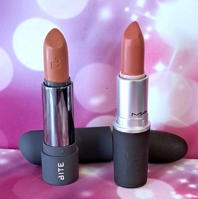 BITE Beauty Power Soft Move Matte Lipstick Tamarind + DUPE MAC Mull It Over