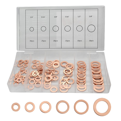 #ad XINGYHENG 110Pcs 6 Kinds Copper Sealing Washers Copper Flat Gasket Oil Sealing W $20.86