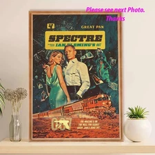 Vintage James Bond 007 Spectre Movie Poster, Daniel Craig Film Print Wall Decor