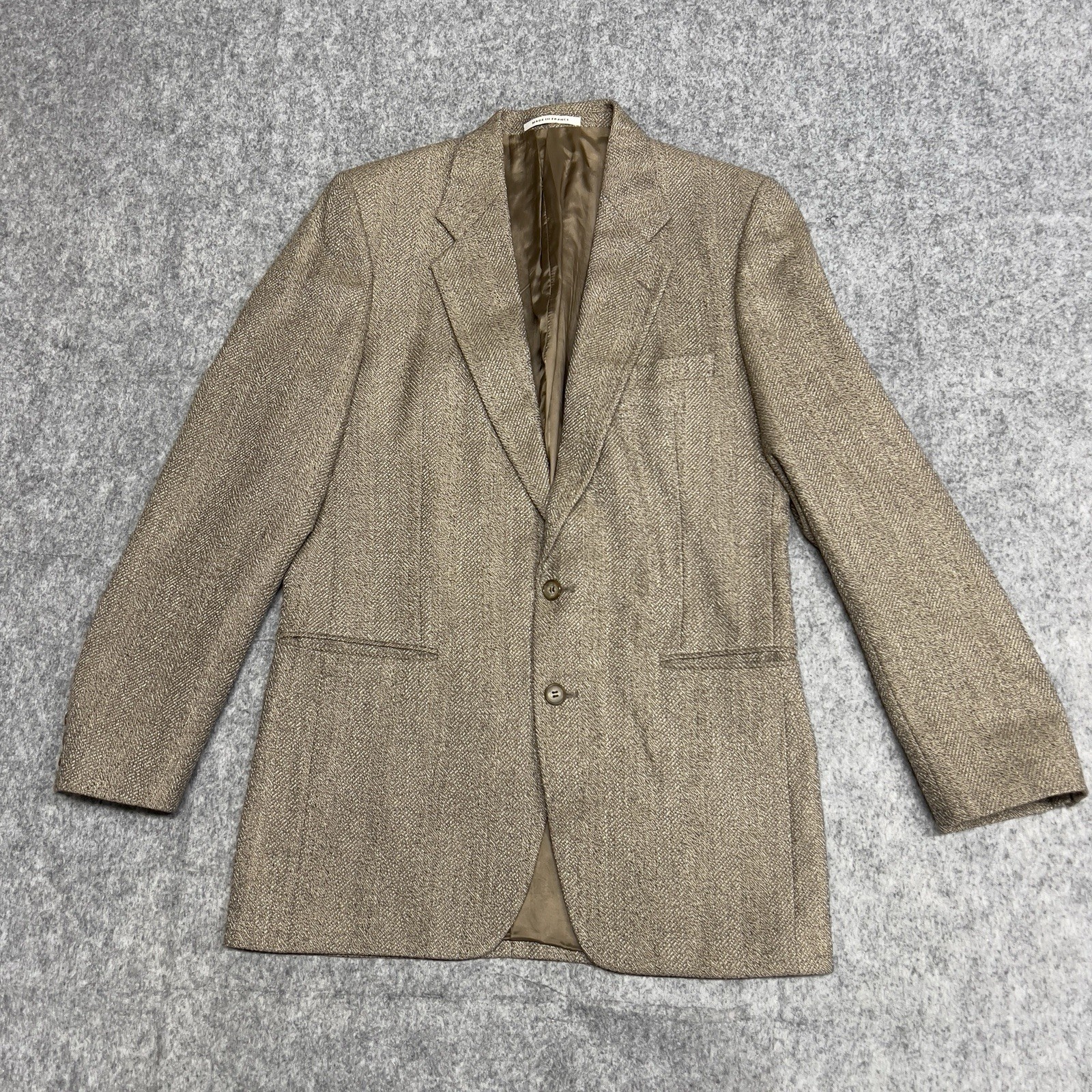 Yves Saint Laurent Cappotto Sportivo Uomo 40 Marrone Spina di Pesce Lana Blazer Made France