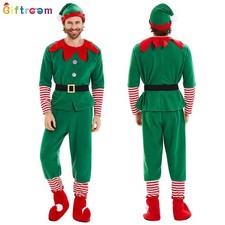2025Christmas elf costumes, Santa Claus costume sets green elves Halloween cosp