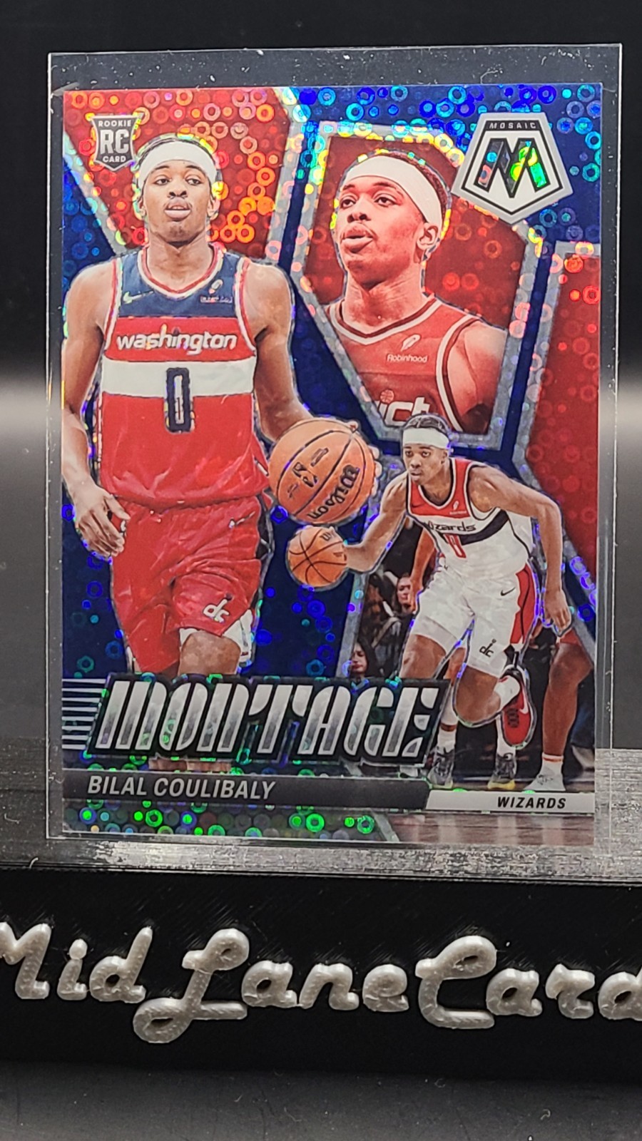 2023-24 Panini Mosaic Bilal Coulibaly #21 Montage Fast Break Blue (RC) /85