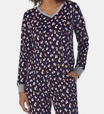 Cuddl Duds Soft Velour Pajama Set Size Small Purple Confetti 2Pc Top  Bottoms