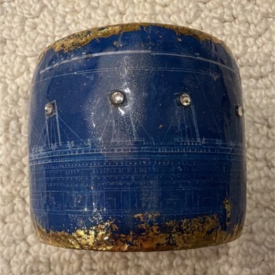 White Star Line Titanic Ship Blue & Gold Bracelet with Flag Emblem