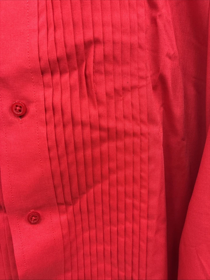 New Classix Red Long Sleeve Button Up English Shirt 16-16.5 Large X-80 - Image 4 of 4