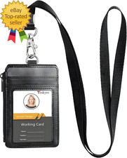 Badge Holder with Lanyard 1 Zip Pocket and 4 Card Slots Lanyard ID Card Holder