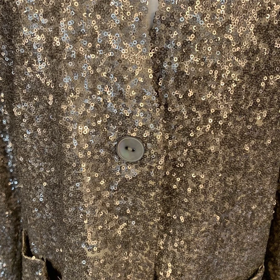 Chico's блестки Серебряный блейзер куртка с подкладкой карманы опрятный вечеринки праздник женщин 2 - Изображение 3 из 4