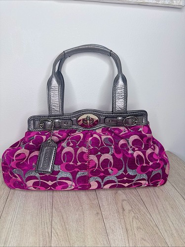 Vintage Coach Purse Mia F15517 LARGE Pink Magic Shoulder Bag Ships FREE! - Picture 3 of 15