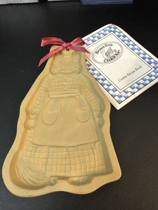 VTG Brown Bag Cookie Art Press 1988 Hill Design Mother Cat With Apron Mold!