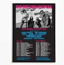 Poster vintage 2022 - Red Hot Chili Peppers 2022 Tour Poster, gift for fans