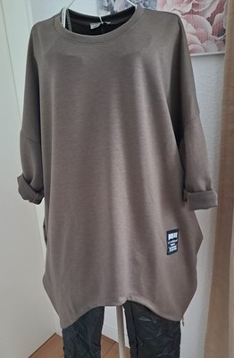 Sweatshirt Longshirt  Pullover Tunika Taupe  onesize Gr ca 46,48,50 XXL XXXL