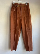 Vintage 80s Hunters Glen Pants NWT 13 14 Barrel Leg Tapered Tan Retro Preppy