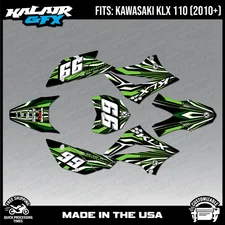 Graphics Kit for Kawasaki KLX110 KLX110R/RL (2010-2024) Prime Series - Green