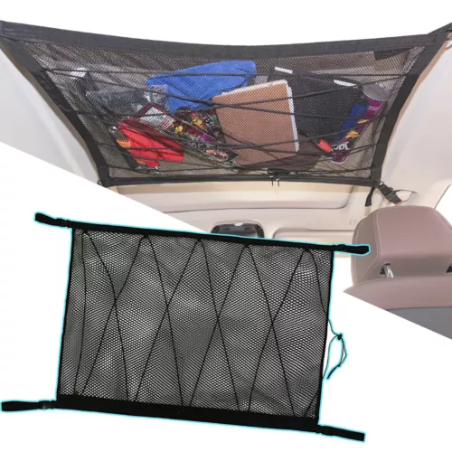 35"X26" Car SUV Van Roof Ceiling Cargo Net Black Mesh Storage Bag Pouch Pockets