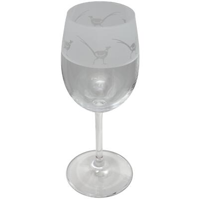 Wine Glass Decorated Pheasant Sandblast Animal Stemmed Drinking Gift Boxed Animo