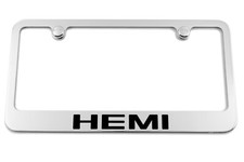 Dodge Ram Hemi Chrome Plated License Plate Frame - Hemi Engraved Logo - USA Made