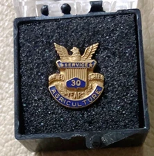 VTG 30-Yr Employee Service Award Pin: US AGRICULTURE DEP'T; 10K Solid Gold