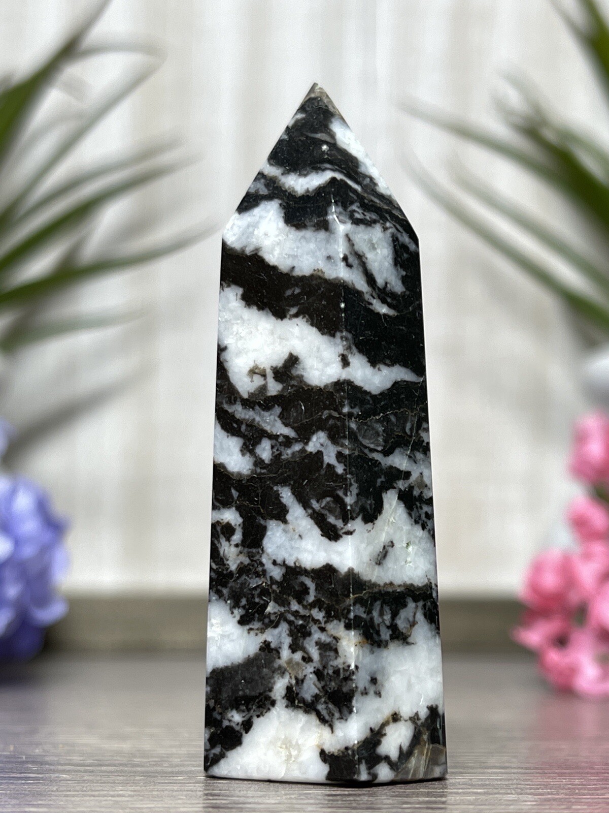 Zebra Jasper Stone Tower Mineral Chakra Yin Yang Black Crystal Witch Point Ebay