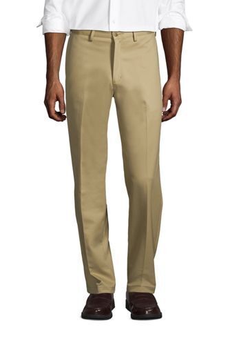 Lands' End Men's No Iron Twill Tailored Fit Flat Front Pants 426855 (AH) - Afbeelding 1 van 10