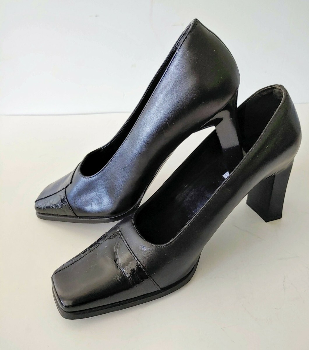 Battex Womens Slipon Black with Square Size 7, 4