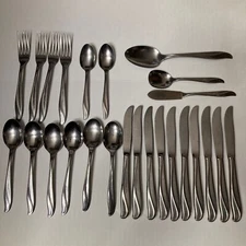 Rogers Stainless Impression Pattern Flatware 25 Pieces Fork Spoon Knife