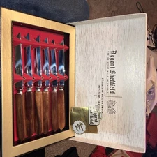 Regent Sheffield Wood Handle knife 6 set Westall Richardson- Sheffield England