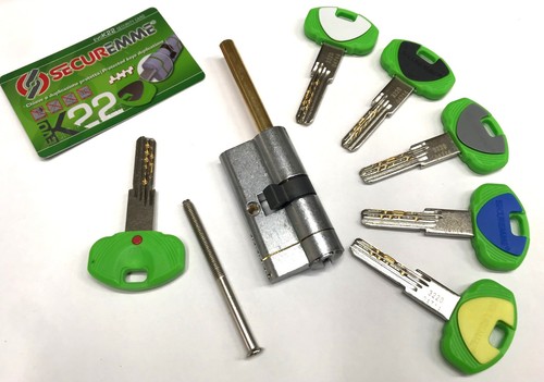 Cilindro Europeo Securemme Chiave-Codolo Rasato Evo K22 5 Chiavi+c.cantiere 3220