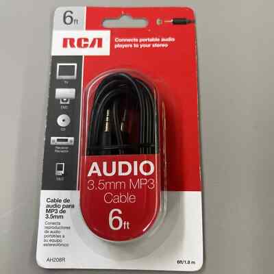 RCA  6FT 3.5mm Audio MP3 Cable AUX New In The Package