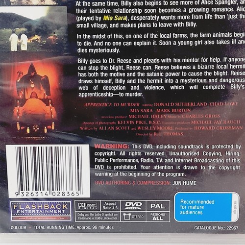 Apprentice to Murder (DVD, 1988) – Donald Sutherland – Brand New Sealed - Picture 3 of 8