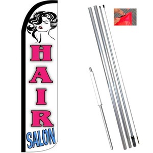 Hair Salon White Pink Windless Polyknit Feather Flag 2 5 X 11 5