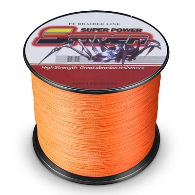 Spider 100m-2000m Orange Dynema fil de pêche tressé Ligne Braided Line 6LB-300LB - Photo 1/4