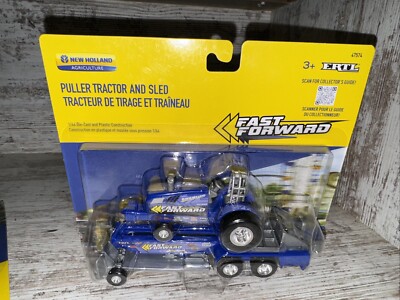 1/64th Scale New Holland Puller Fast Forward Tractor And Sled Die Cast