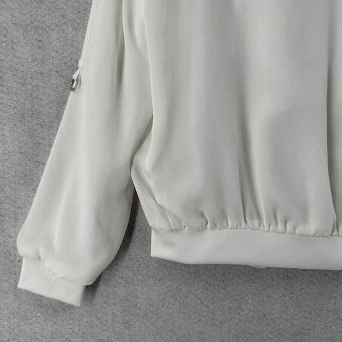 Zara Basic Track Jacket Womens SMALL White Satin Zip Up Windbreaker Dressy - Picture 8 of 15