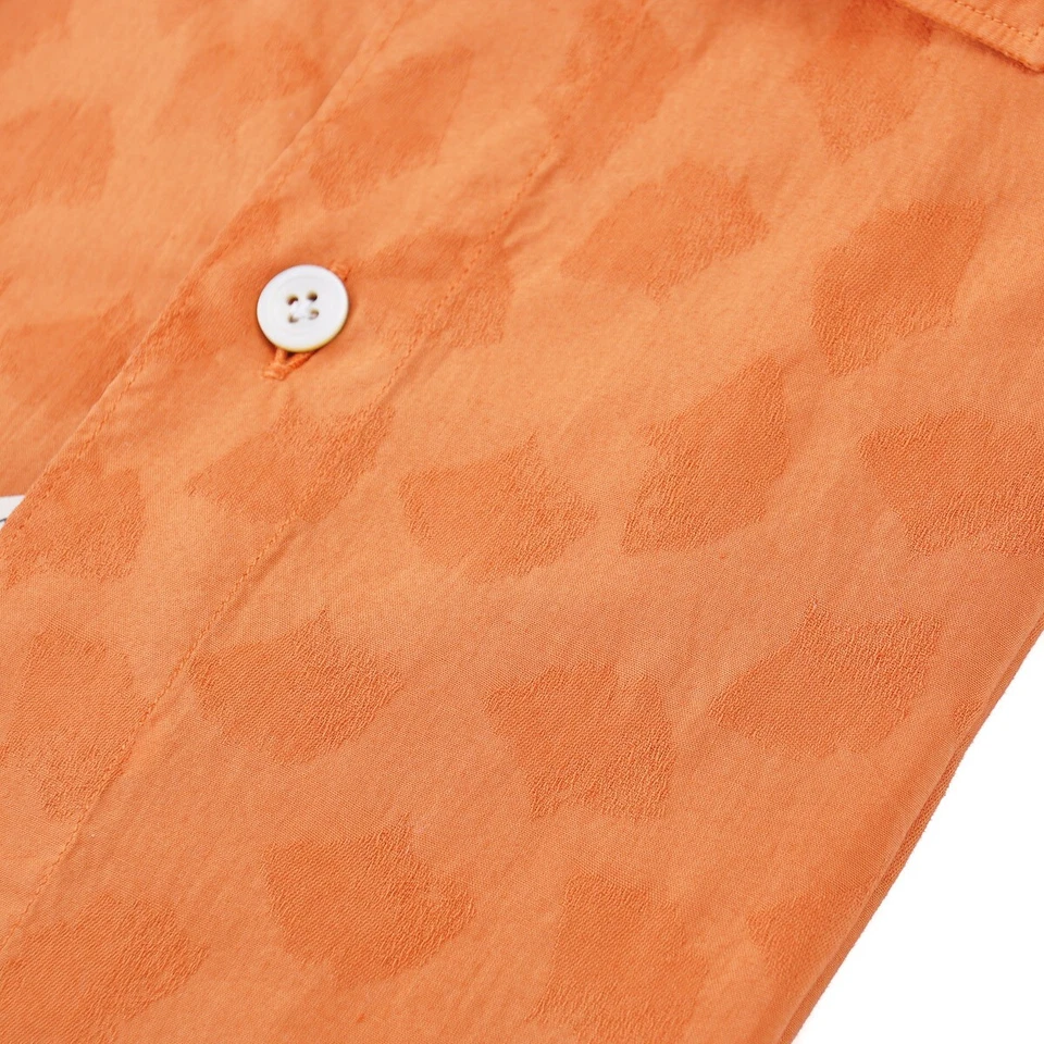 Camisa de Vestir Finamore Napoli Ajustada Estampada Algodón Ligero 15 Nueva con Etiquetas Foto 4 de 4